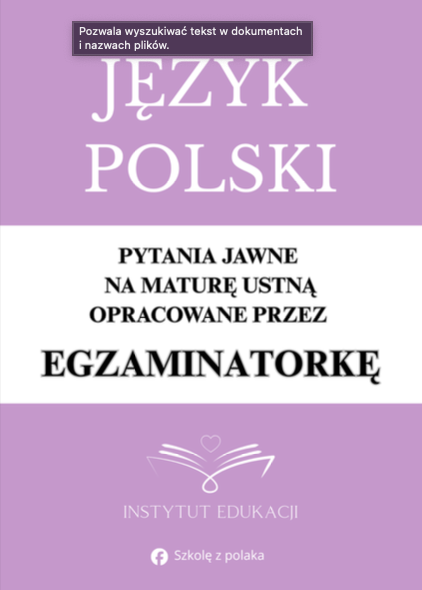 Pytania jawne na maturę ustną opracowane przez egzaminatorkę